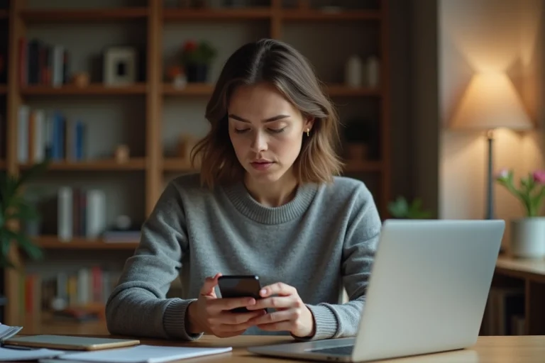 Femme utilisant une application d'achat en ligne sur smartphone sans validation de double authentification