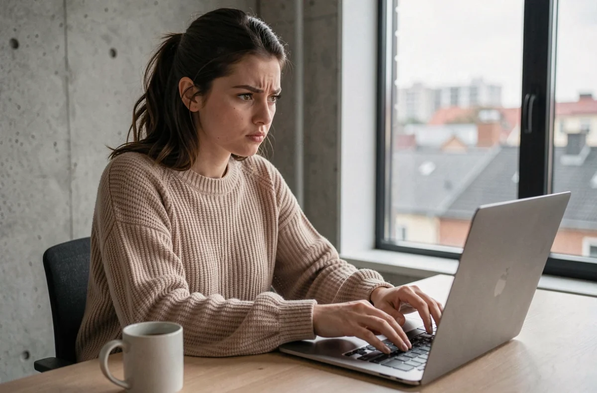 Jeune femme consultant des révélations en ligne liées au scandale leak miel abt en 2026